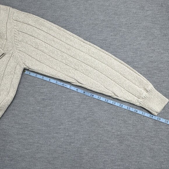 Dockers Mens Size Large Beige Oatmeal Ribbed Knit Crewneck Sweater Long Sleeve - Picture 9 of 10
